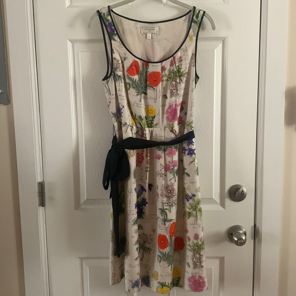 Moulinette Soeurs Anthropologie Tuileries Botanical Floral Print Silk Dress Sz 4